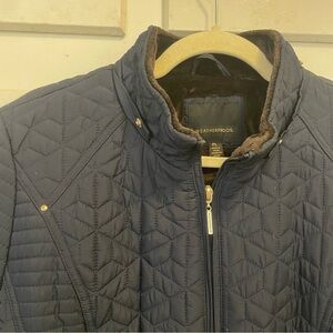 Weatherproof Navy Quilted Jacket with Fleece Collar